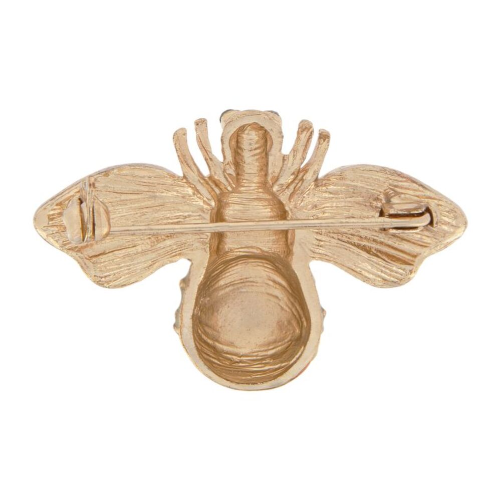 Gold Colored Bumblebee Brooch Pin with Pave Crystal Accents - Picture 6 of 9